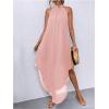 imageVerdusa Womens Flowy Halter Neck Sleeveless Asymmetrical Hem Maxi Long DressLight Pink
