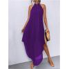 imageVerdusa Womens Flowy Halter Neck Sleeveless Asymmetrical Hem Maxi Long DressPurple