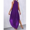 imageVerdusa Womens Flowy Halter Neck Sleeveless Asymmetrical Hem Maxi Long DressPurple