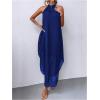 imageVerdusa Womens Flowy Halter Neck Sleeveless Asymmetrical Hem Maxi Long DressRoyal Blue