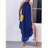 imageVerdusa Womens Flowy Halter Neck Sleeveless Asymmetrical Hem Maxi Long DressRoyal Blue