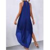 imageVerdusa Womens Flowy Halter Neck Sleeveless Asymmetrical Hem Maxi Long DressRoyal Blue