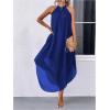 imageVerdusa Womens Flowy Halter Neck Sleeveless Asymmetrical Hem Maxi Long DressRoyal Blue