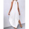 imageVerdusa Womens Flowy Halter Neck Sleeveless Asymmetrical Hem Maxi Long DressWhite