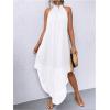 imageVerdusa Womens Flowy Halter Neck Sleeveless Asymmetrical Hem Maxi Long DressWhite