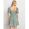 imageVerdusa Womens Milkmaid Dresses Floral Puff Short Sleeve Ruched A Line V Neck Ruffle Mini Short Dress00green