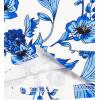 imageVerdusa Womens Milkmaid Dresses Floral Puff Short Sleeve Ruched A Line V Neck Ruffle Mini Short DressBlue White