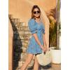 imageVerdusa Womens Milkmaid Dresses Floral Puff Short Sleeve Ruched A Line V Neck Ruffle Mini Short DressRoyal Blue