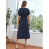 imageVerdusa Womens Polka Dots Print Short Sleeve Shirred A Line Flared Midi Dress