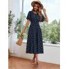 imageVerdusa Womens Polka Dots Print Short Sleeve Shirred A Line Flared Midi Dress