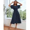 imageVerdusa Womens Polka Dots Print Short Sleeve Shirred A Line Flared Midi Dress