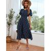 imageVerdusa Womens Polka Dots Print Short Sleeve Shirred A Line Flared Midi Dress