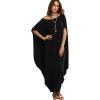 imageVerdusa Womens Boat Neck Dolman Sleeve Caftan Harem Oversized Maxi DressBlack