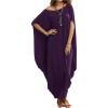 imageVerdusa Womens Boat Neck Dolman Sleeve Caftan Harem Oversized Maxi DressPurplea