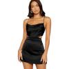 imageVerdusa Womens Draped Cut Out Crisscross Tie Backless Satin Cami DressBlack