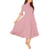 imageVerdusa Womens Elegant Ribbed Ruffle Half Sleeve A Line Dresses Fit and Flare Midi DressPink