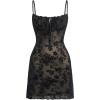 imageVerdusa Womens Floral Print Mesh Tie Front Square Neck Bodycon Cami DressBlack