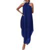 imageVerdusa Womens Flowy Halter Neck Sleeveless Asymmetrical Hem Maxi Long DressRoyal Blue