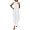 imageVerdusa Womens Flowy Halter Neck Sleeveless Asymmetrical Hem Maxi Long DressWhite