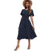 imageVerdusa Womens Polka Dots Print Short Sleeve Shirred A Line Flared Midi Dress