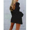 imageVerdusa Womens Backless Round Neck Flare Long Sleeve Tie Back Knitted Mini DressBlack