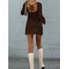 imageVerdusa Womens Backless Round Neck Flare Long Sleeve Tie Back Knitted Mini DressBrown