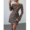imageVerdusa Womens Backless Round Neck Flare Long Sleeve Tie Back Knitted Mini DressMulticolor Brown