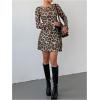 imageVerdusa Womens Backless Round Neck Flare Long Sleeve Tie Back Knitted Mini DressMulticolor Brown