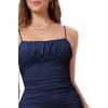 imageVerdusa Womens Ruched Bust Spaghetti Strap Mini Cami Bodycon Short DressNavy Blue