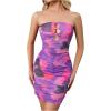imageVerdusa Womens Summer Tie Dye Cut Out Strapless Dress Ruched Bodycon Tube DressesPurple