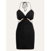imageVerdusa Womens Casual Sleeveless Tie Backless Cut Out V Neck Bodycon Halter Mini Beach Boho DressBlack