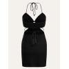imageVerdusa Womens Casual Sleeveless Tie Backless Cut Out V Neck Bodycon Halter Mini Beach Boho DressBlack
