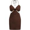 imageVerdusa Womens Casual Sleeveless Tie Backless Cut Out V Neck Bodycon Halter Mini Beach Boho DressCoffee Brown