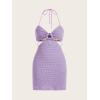 imageVerdusa Womens Casual Sleeveless Tie Backless Cut Out V Neck Bodycon Halter Mini Beach Boho DressDusty Purple