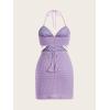 imageVerdusa Womens Casual Sleeveless Tie Backless Cut Out V Neck Bodycon Halter Mini Beach Boho DressDusty Purple