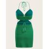 imageVerdusa Womens Casual Sleeveless Tie Backless Cut Out V Neck Bodycon Halter Mini Beach Boho DressGreen