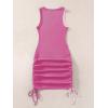 imageVerdusa Womens Color Block Drawstring Ruched Ribbed Mini Tank Bodycon DressPink