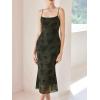 imageVerdusa Womens Floral Print Mesh Lettuce Trim Sleeveless Bodycon Long Cami DressArmy Green