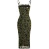 imageVerdusa Womens Floral Print Mesh Lettuce Trim Sleeveless Bodycon Long Cami DressGreen Floral
