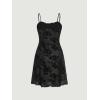 imageVerdusa Womens Lettuce Trim Floral Print Mesh Sleeveless A Line Short Cami DressBlack Multi