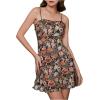 imageVerdusa Womens Lettuce Trim Floral Print Mesh Sleeveless A Line Short Cami DressBrown Flower
