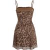 imageVerdusa Womens Lettuce Trim Floral Print Mesh Sleeveless A Line Short Cami DressDark Brown