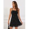 imageVerdusa Womens Lettuce Trim Floral Print Mesh Sleeveless A Line Short Cami DressEbony Flower