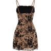 imageVerdusa Womens Lettuce Trim Floral Print Mesh Sleeveless A Line Short Cami DressKhaki