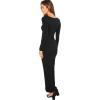 imageVerdusa Womens Long Sleeve Square Neck Bodycon Maxi Long DressBlack