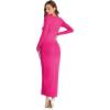 imageVerdusa Womens Long Sleeve Square Neck Bodycon Maxi Long DressHot Pink