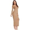 imageVerdusa Womens Long Sleeve Square Neck Bodycon Maxi Long DressKhaki