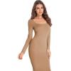 imageVerdusa Womens Long Sleeve Square Neck Bodycon Maxi Long DressKhaki