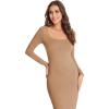 imageVerdusa Womens Long Sleeve Square Neck Bodycon Maxi Long DressKhaki