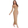 imageVerdusa Womens Long Sleeve Square Neck Bodycon Maxi Long DressKhaki